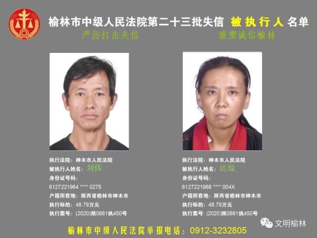 榆林|榆林二十三批失信被执行人名单，看看认识不