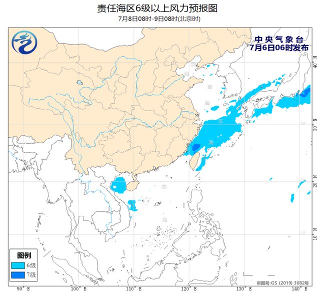 中央气象台：江苏上海沿岸海域将有雷暴大风 我国近海海域将有5～7级风