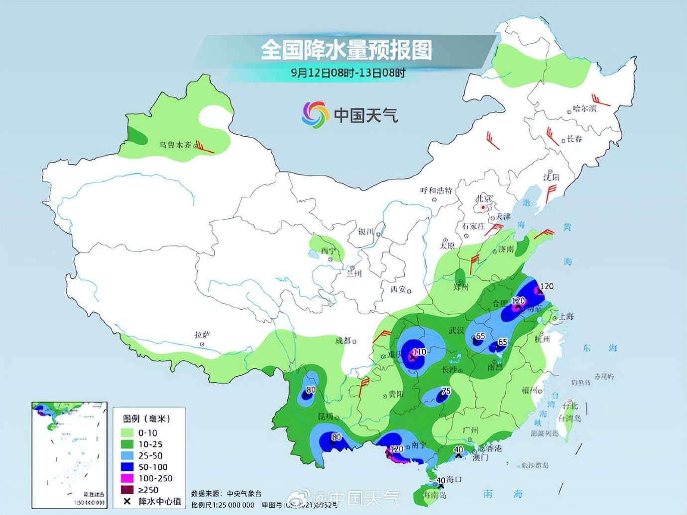 南方降水难歇苏皖等地或有大暴雨，北方多地气温或创立秋来新低