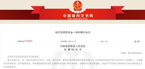 告人杨某|＂领导安排＂违法放贷124万？ 新蔡农信联社退休职工主动投案被免刑