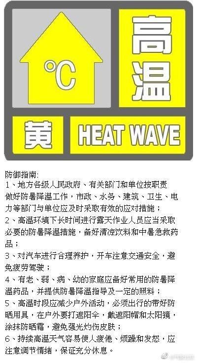 北京发布高温黄色预警：大部地区最高气温将达35℃及以上