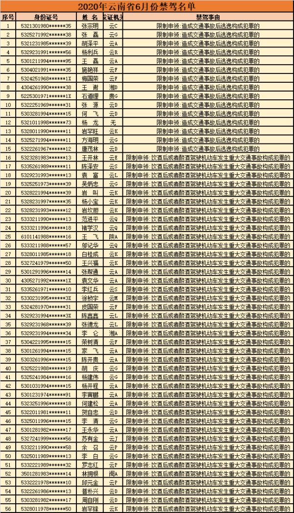 G56杭瑞高速|最新!云南这56人被终生禁驾