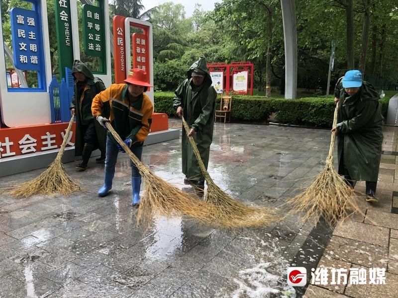 冒雨清理落叶断枝 为景区环境消除隐患