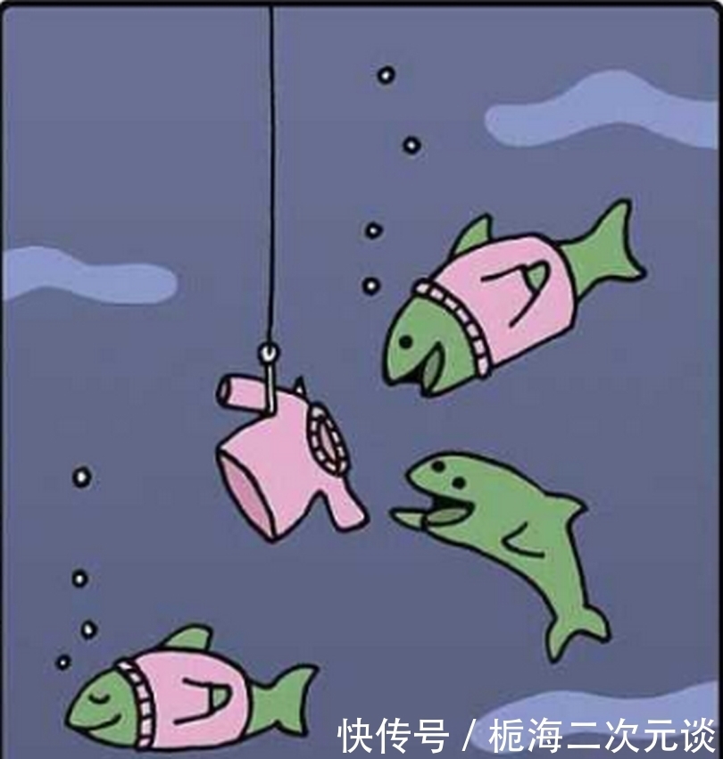  鱼饵|奇趣漫画：兔子冬天在冰面上钓鱼，鱼饵却是给鱼儿们过冬的毛衣