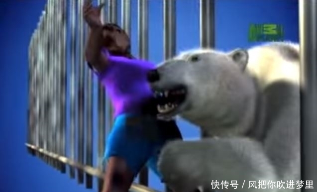 咬住|美女在动物园被北极熊咬住腿,游客说:放她走