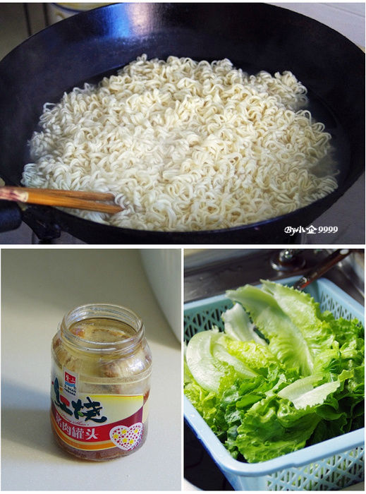  好吃|肉罐头拌面，方便快捷又好吃