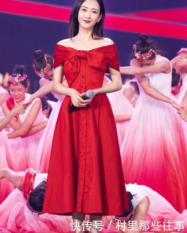 朴素大方|王鸥一身红色连衣裙,朴素大方,御姐范十足